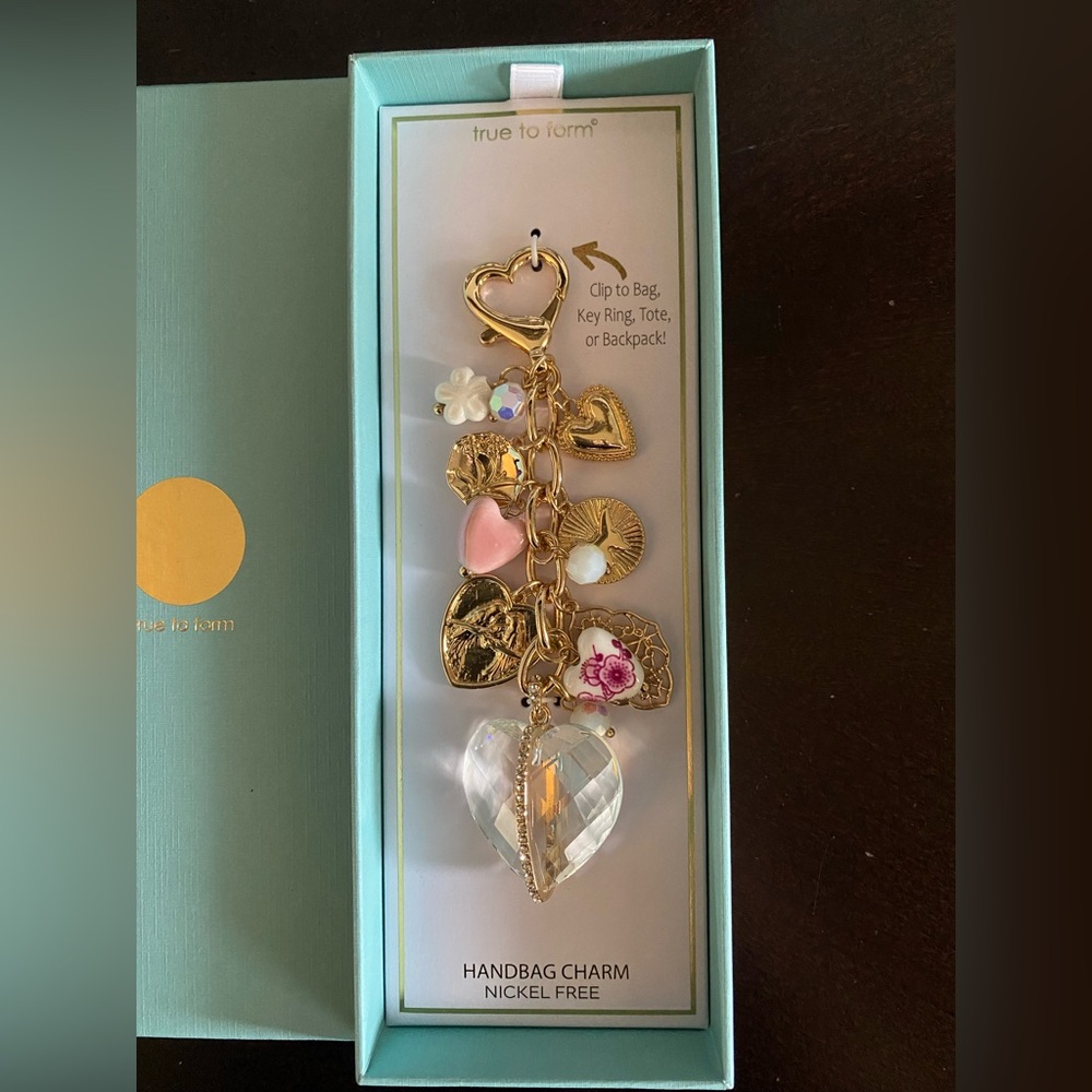True to Form Gold and Pink Bag charm